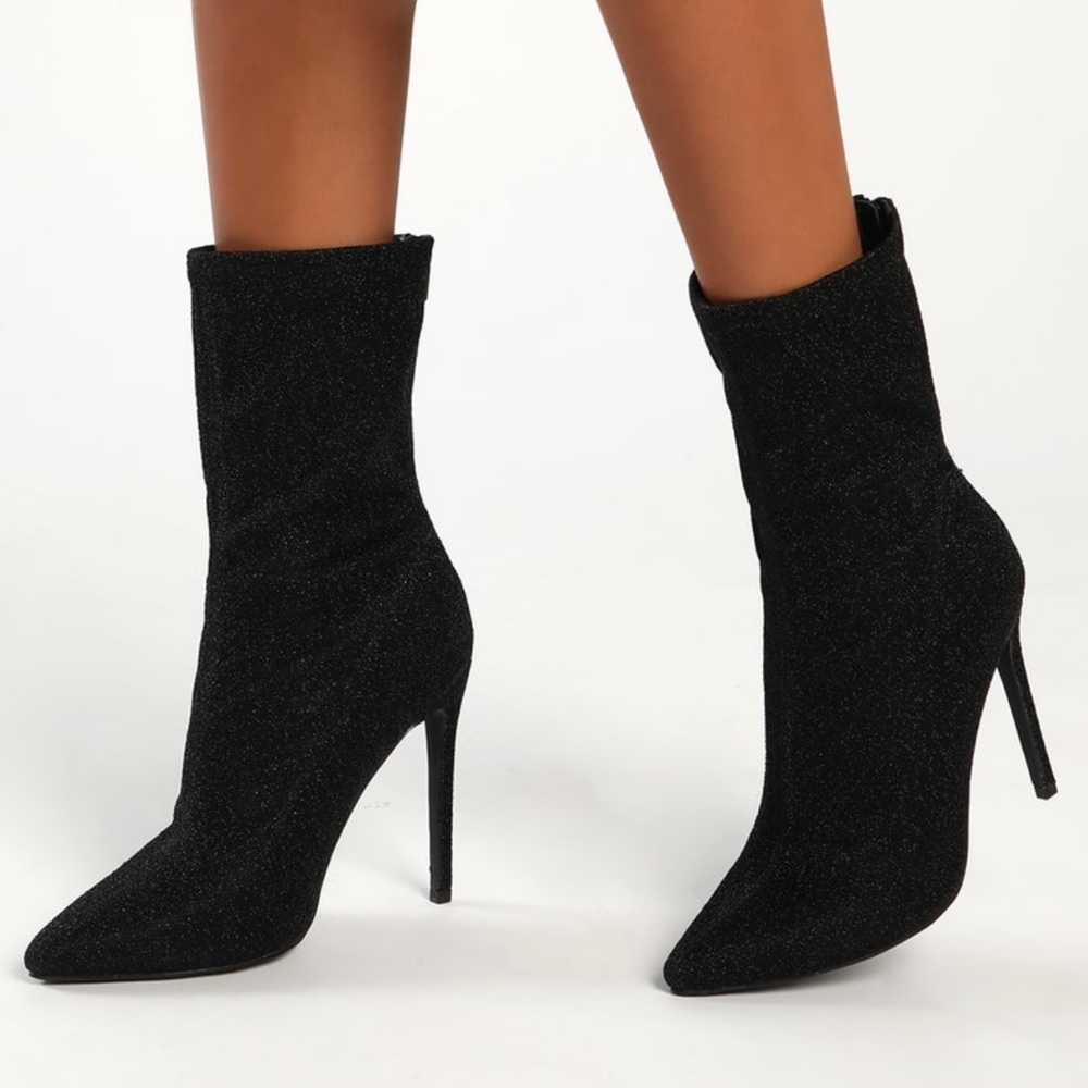 NWT LULUS BLACK SHINE MIDCALF BOOTS